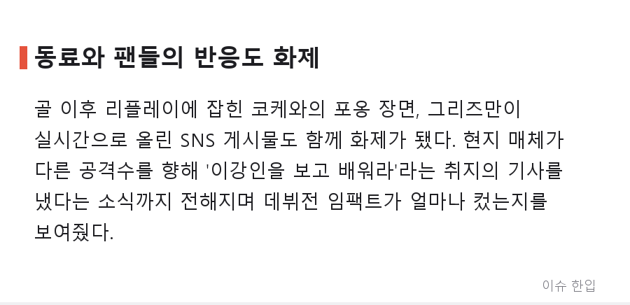 메트로폴리탄이 들썩였다… 이강인, 데뷔전 교체 투입 후 데뷔골로 팀 승리 견인 - 5/8