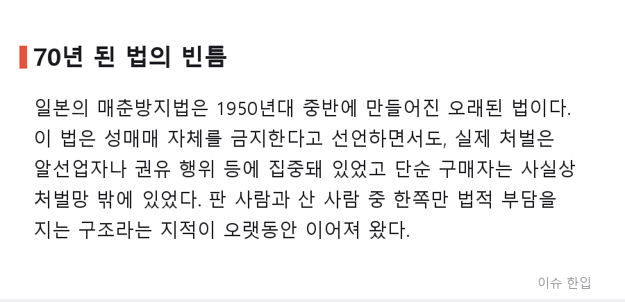 일본, 70년 만에 '성 구매자'도 처벌 추진…무엇이 달라지나 - 3/8