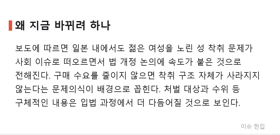 일본, 70년 만에 '성 구매자'도 처벌 추진…무엇이 달라지나 - 4/8