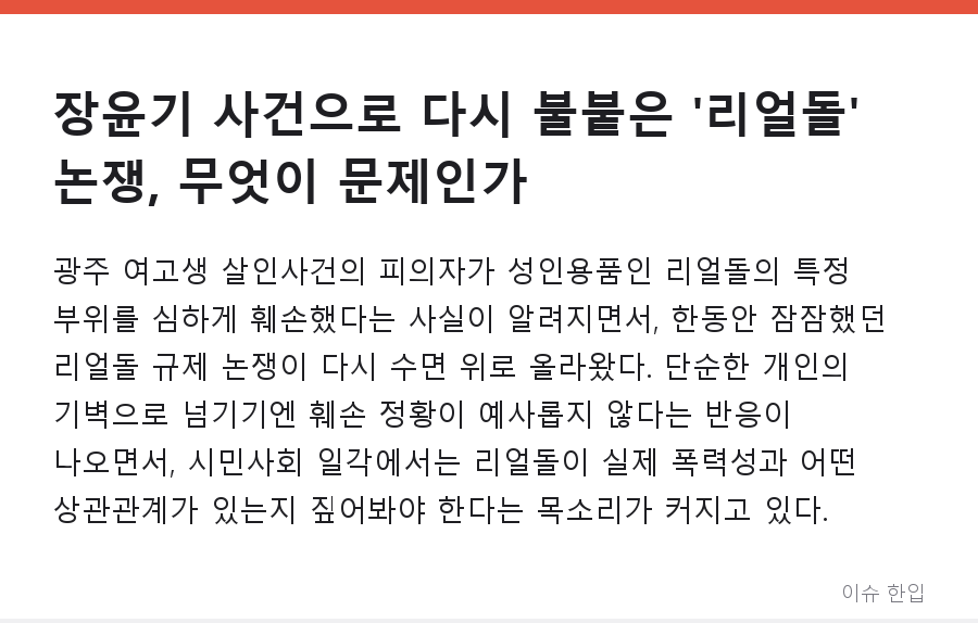 장윤기 사건으로 다시 불붙은 '리얼돌' 논쟁, 무엇이 문제인가 - 1/7