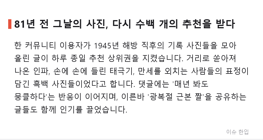 제81주년 광복절, 커뮤니티를 하루 종일 들썩이게 한 5가지 장면 - 2/7